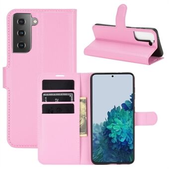Litchi Texture Læder Telefon Beskyttende Cover med Wallet Stand Design til Samsung Galaxy S21 + 5G