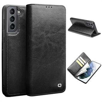 QIALINO For Samsung Galaxy S21 Plus 5G Wallet Design Folio Flip Genuine Leather Phone Cover