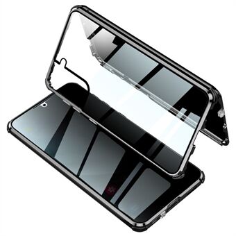 Låsinstallation Metalramme + dobbeltsidet hærdet glas Anti-peep telefoncover til Samsung Galaxy S21+ 5G