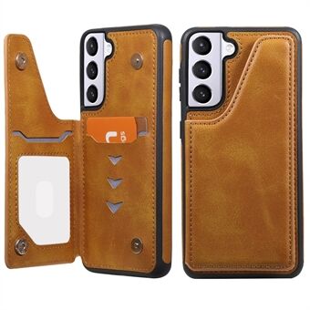 Kickstand Design Anti Fall Protection PU Læder Coated TPU Telefon Case Shell med kortholder til Samsung Galaxy S21+ 5G
