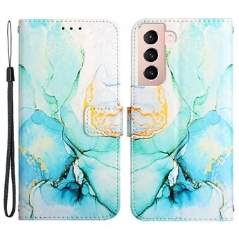YB Pattern Printing Series-5 for Samsung Galaxy S21+ 5G Marble Pattern Printed Magnetic Clasp PU Leather Flip Cover Stand Wallet Purse Case