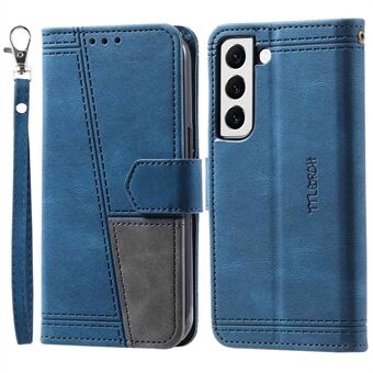 TTUDRCH 004 RFID Blocking Function Phone Cover for Samsung Galaxy S21+ 5G, Splicing PU Leather Skin-touch Feeling Case Stand Magnetic Absorption Full Protection Folio Wallet
