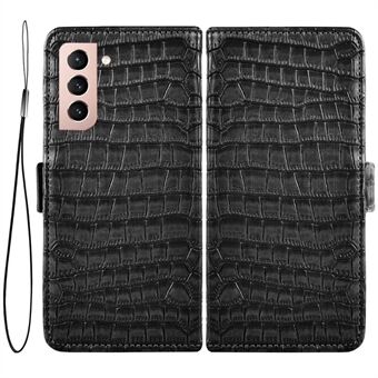 For Samsung Galaxy S21+ 5G PU Leather Crocodile Texture Shockproof Phone Case Wallet Stand Slim Phone Cover