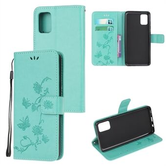 Imprint Butterfly Flowers Læderpung telefoncover til Samsung Galaxy A32 5G / M32 5G