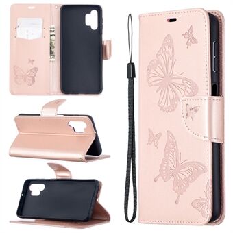 Til Samsung Galaxy A32 5G Imprint Butterflies Wallet Stand Flip Leather Phone Shell