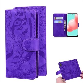 Tegnebog Læder Telefon Stand Taske til Samsung Galaxy A32 5G Tiger Face Imprinting Cover