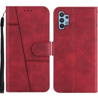 Kortfattet Læder Telefon Cover Stand Case med pung og rem til Samsung Galaxy A32 5G