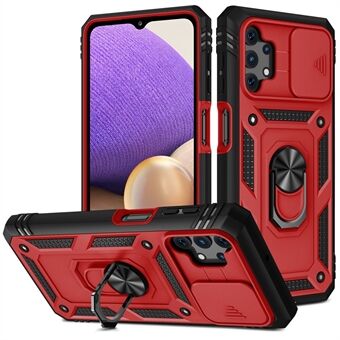 Slide Camera Protector PC + TPU Phone Case Shell med Kickstand og Card Slot til Samsung Galaxy A32 5G