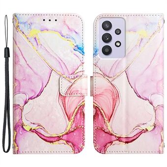 YB Pattern Printing Series-5 for Samsung Galaxy A32 5G Marble Pattern Magnetic PU Leather Folio Flip Case Wallet Design Stand Flip Cover with Strap