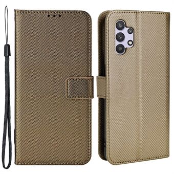 Diamond Texture Case for Samsung Galaxy A32 5G/M32 5G, PU Leather Wallet Style Shockproof Flip Phone Stand Cover with Handy Strap