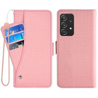 Til Samsung Galaxy A32 5G / M32 5G Roterende kortslot Telefon Case Jean Cloth Texture PU Læder Pung Stand Cover