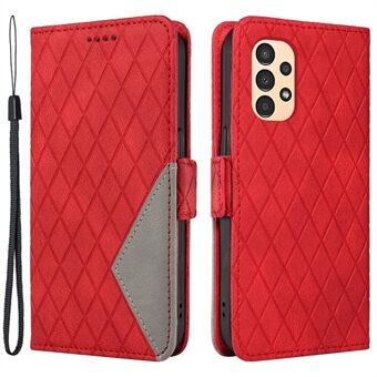 Til Samsung Galaxy A32 5G / M32 5G Farvesplejsning Rhombus påtrykt Smart Phone Cover Læder Stand Wallet Case
