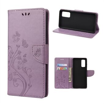 Imprint Butterflies Wallet Stand Flip Læder Taske Smartphone Cover Shell til Samsung Galaxy A52 4G/5G / A52s 5G