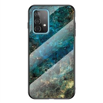 Til Samsung Galaxy A52 4G/5G / A52s 5G hærdet glas+PC-bagside TPU-rammetaske Marmormønster Design Stødbeskyttende cover