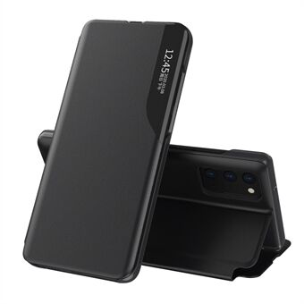 Folio Flip View Window Litchi Texture Læder Telefon Foldbart Stand Case Cover til Samsung Galaxy AA52 4G/5G / A52s 5G