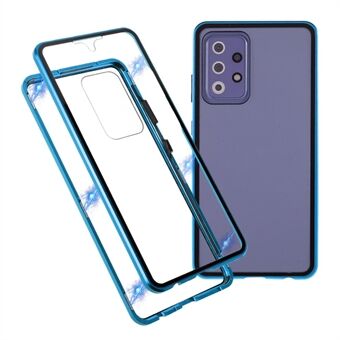 Til Samsung Galaxy A52 4G / 5G / A52s 5G telefontaske Magnetisk adsorption metalramme + dobbeltsidet hærdet glas klart cover