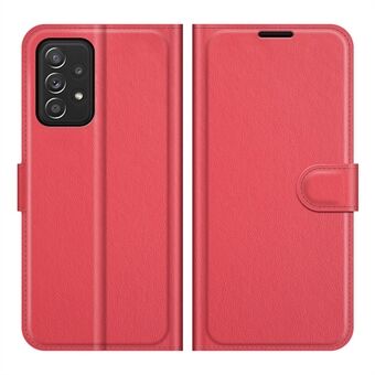 Pungdesign Folio Flip Litchi Texture Beskyttende Blødt PU-lædertelefontaske med Stand til Samsung Galaxy A52s 5G/A52 4G/5G