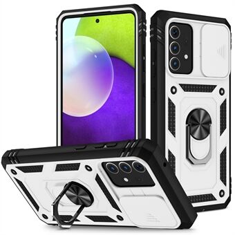 Slide Camera Cover Design Hybrid Phone Case Kickstand Shell med kortholder til Samsung Galaxy A52s 5G/A52 4G / 5G
