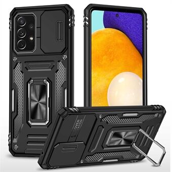 Til Samsung Galaxy A52 4G / 5G / A52s 5G Anti-ridse Telefon Case Slide Camera Cover PC + TPU Ring Kickstand Cell Phone Shell