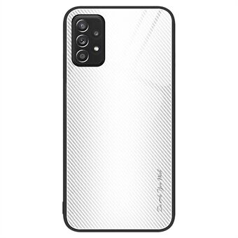 Anti-ridse telefoncover til Samsung Galaxy A52 4G / 5G / A52s 5G, kulfiber tekstur hærdet glas telefoncover med blød TPU-ramme