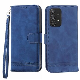DIERFENG DF-03 PU læder pung telefonetui til Samsung Galaxy A52 4G / 5G / A52s 5G, Flip Stand Lines påtrykt telefoncover