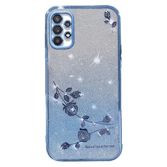 Til Samsung Galaxy A52 4G / A52s 5G / A52 5G Rhinestone Decor Gradient Glitter Powder TPU Cover Blomstermønster Telefoncover