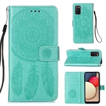 Imprinted Dream Catcher Flower Magnetic Leather Stand Case til Samsung Galaxy A02s (EU version)