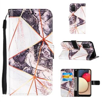 Splicing marmor mønster tegnebog Stand TPU + PU læder taske til Samsung Galaxy A02s (EU version)
