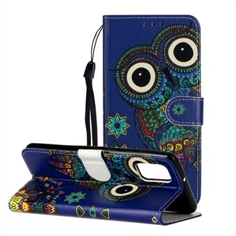 Præget Mønstret Wallet Stand Læder Phone Case med strop til Samsung Galaxy A02s (EU version)