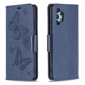 Imprint Butterfly Læder Wallet Case til Samsung Galaxy A32 4G (EU-version)