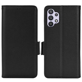 Litchi Texture Folio Flip Phone Case Scratch PU-læder beskyttelsescover med Stand tegnebog til Samsung Galaxy A32 4G (EU-version)