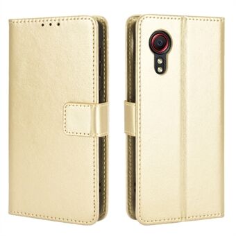 Crazy Horse Texture tegnebogsdesign PU Stand til Samsung Galaxy Xcover 5