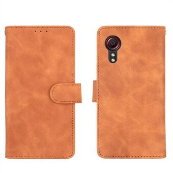 Skin-touch Folio Flip Læder Beskyttende Shell Wallet Stand Telefon Cover til Samsung Galaxy Xcover 5