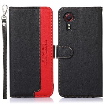 KHAZNEH Litchi Texture RFID Anti-tyveri Swiping Funktion Læder Telefon Case Cover til Samsung Galaxy Xcover 5