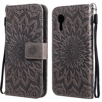 KT Imprinting Flower Series-1 Imprinting Flower Pattern PU-læder pung telefoncover med Stand til Samsung Galaxy Xcover 5