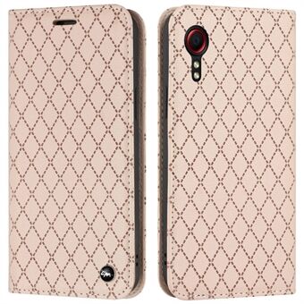 RFID-blokerende beskyttelsescover til Samsung Galaxy Xcover 5, Rhombus prægning Litchi Texture PU-læder Shell Flip Stand Wallet Phone Case
