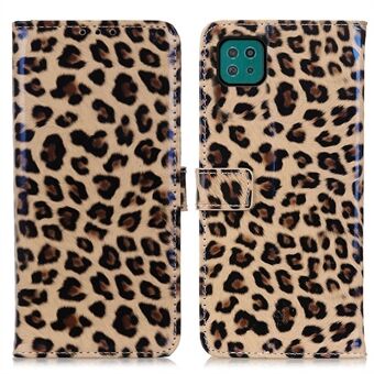 Fuld beskyttelse Leopard Skin Læder Telefon Protector Pungdesign Mobiltelefoncover til Samsung Galaxy A22 5G (EU-version)