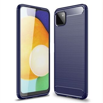 Til Samsung Galaxy A22 5G (EU-version) Anti-ridse TPU beskyttelsescover Anti-fingeraftryk kulfiber børstet telefoncover