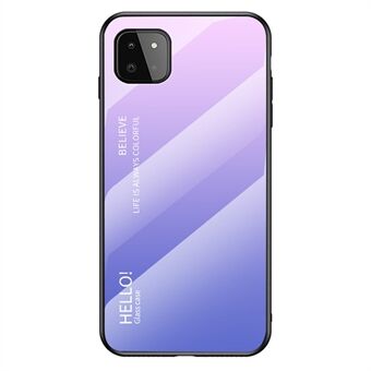 Velbeskyttet anti-ridse hærdet glas Farvegradient Design Mobiltelefon Bagcover til Samsung Galaxy A22 5G (EU-version)