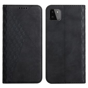 Geometrisk mønster prægning Skin-touch Feel Stand Wallet Lædertaske til Samsung Galaxy A22 5G (EU-version)