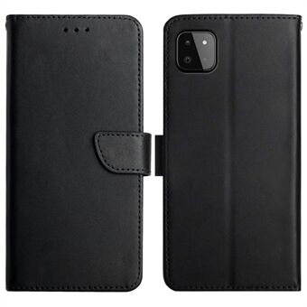 Nappa Texture Case Anti-fingeraftryk Magnetisk lukning Tegnebog Ægte læder Phone Shell Case med Stand til Samsung Galaxy A22 5G (EU-version)