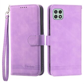DIERFENG DF-03 Stand Phone Case til Samsung Galaxy A22 5G (EU-version), linjer præget PU-læder pungcover