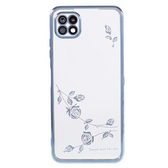 Til Samsung Galaxy A22 5G (EU-version) telefonskal Blomstermønster galvaniseringscover Rhinestone Decor TPU telefoncover