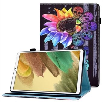 Til Samsung Galaxy Tab A7 Lite 8,7-tommer T220 / T225 Mønstertryk Stitch Line Tablet Stand Case Elastisk båndlukning PU-lædercover med kortpladser