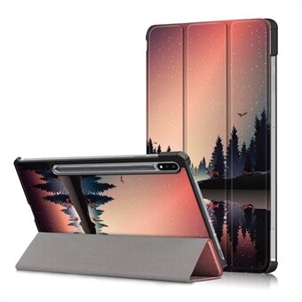 Tri-fold Stand Design Mønster Udskrivning PU Læder Tablet Case Shell Protector til Samsung Galaxy Tab S7 FE T736/Tab S7 Plus/Tab S8+