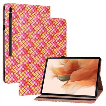 Multi-color Woven Texture Stand Card Slots Funktion Anti-fald PU lædercover + TPU indvendig etui til Samsung Tab S7 Plus SM-T970/S7 FE SM-T730/SM-T736B