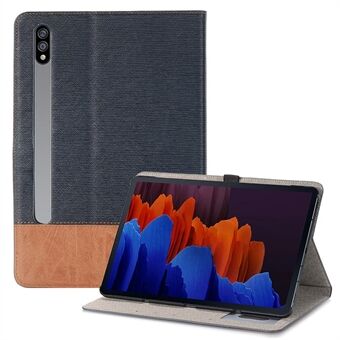 Til Samsung Galaxy Tab S7 Plus/S8+/S7 FE 12,4 tommer Cross Texture Shockproof Folio Flip Cover Scratch beskyttende Tablet Stand Wallet Case med Auto Wake/Sleep funktion