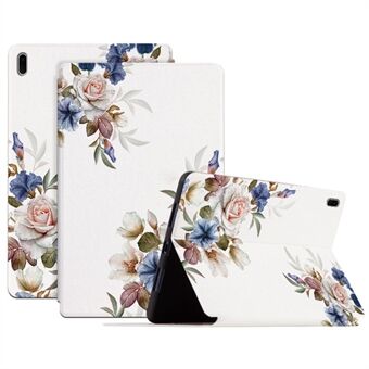Til Samsung Galaxy Tab S7 FE / S7 Plus SM-T970 / S8 Plus All-around beskyttelse Blomstermønster trykt tablettaske Anti-fald læder + TPU cover med Stand