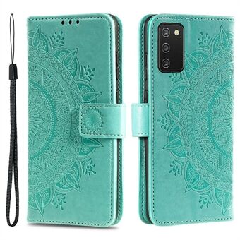 Imprinted Mandala Flower Wallet Leather Stand Case for Samsung Galaxy A03s (166.5 x 75.98 x 9.14mm)
