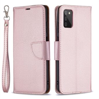 Leather Cover Litchi Texture Phone Case with Wallet Stand Design for Samsung Galaxy A03s (166.5 x 75.98 x 9.14mm)